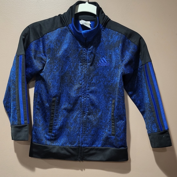 Kid's Adidas blue & black zip up athletic jacket - Picture 1 of 3